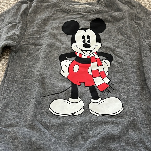 Disney Mickey Mouse Holiday Christmas Grey Red Sweatshirt Jogger Set Boys XL Pj - Picture 3 of 6